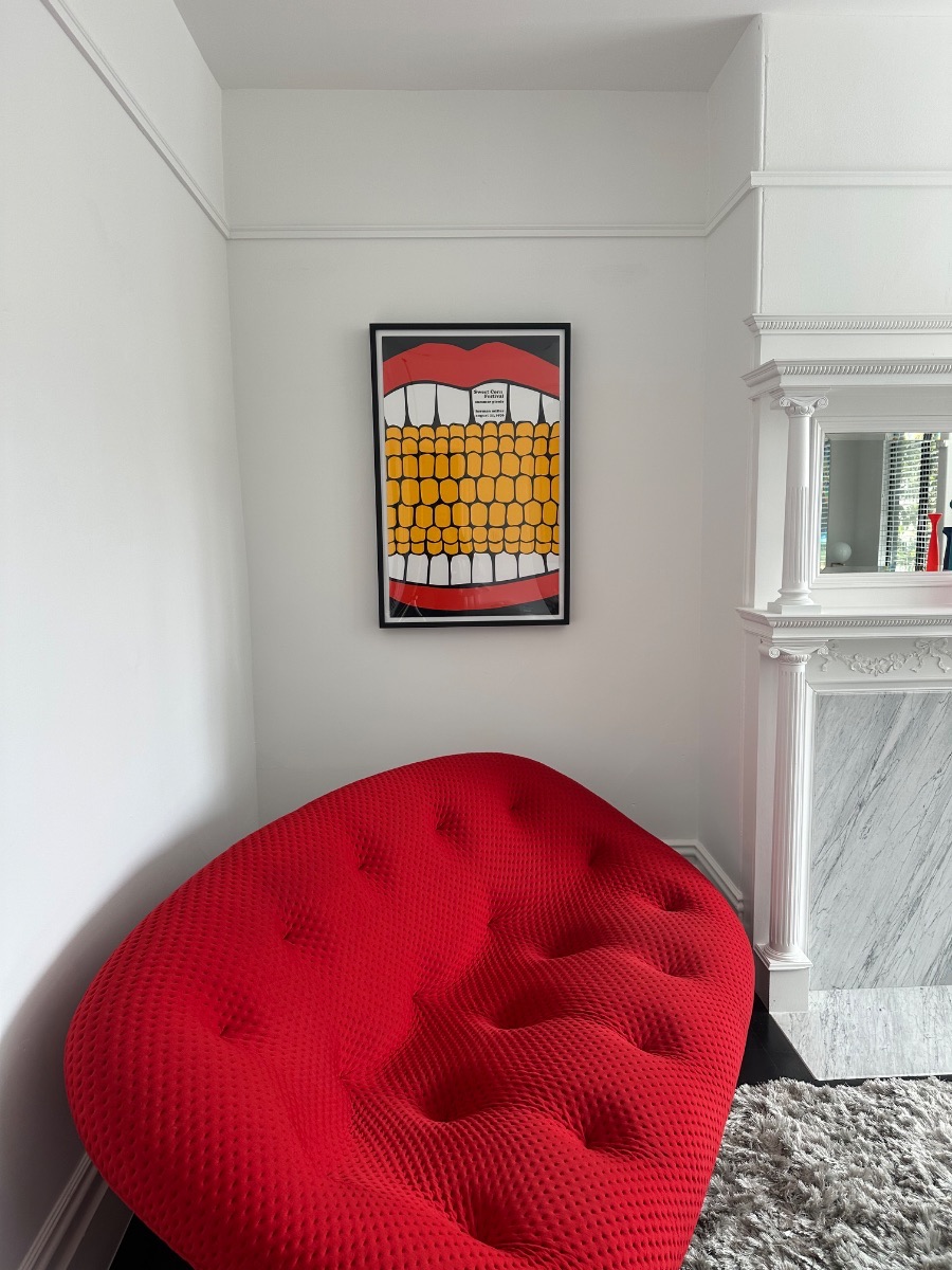 Fine art installation by Aero Luxe &mdash; A framed poster placed in a narrow return wall, Santa Monica, California