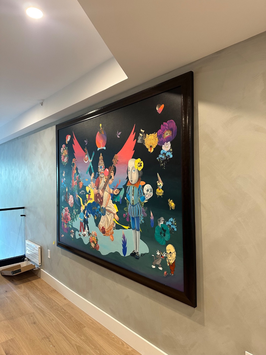 A large canvas installed in a Bel Air living room, Los Angeles